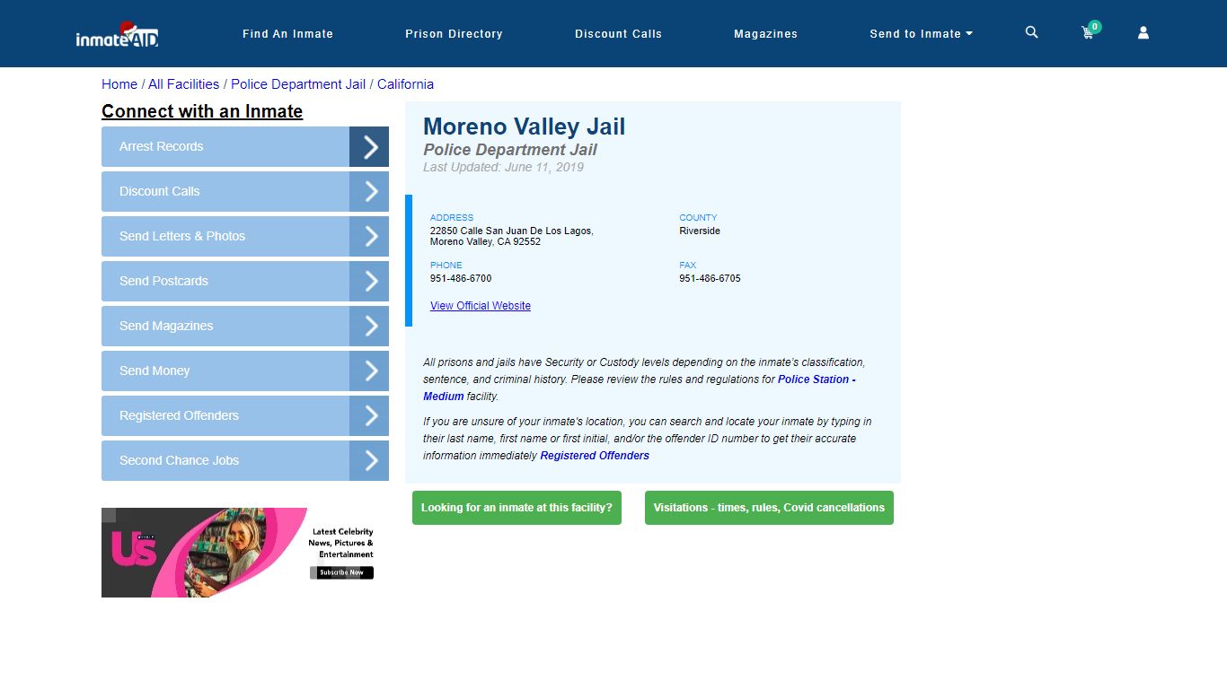 Moreno Valley Jail & Inmate Search - Moreno Valley, CA