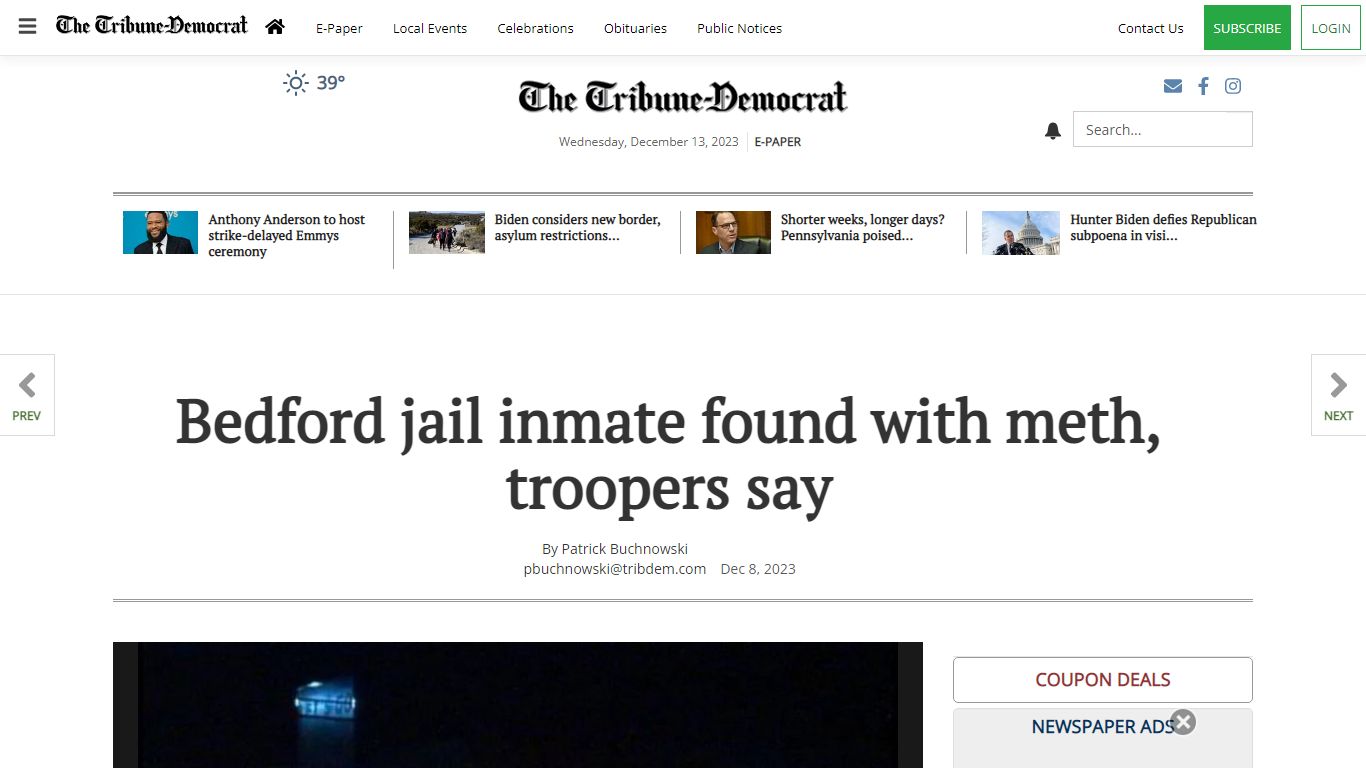 Bedford jail inmate found with meth, troopers say | Local News ...